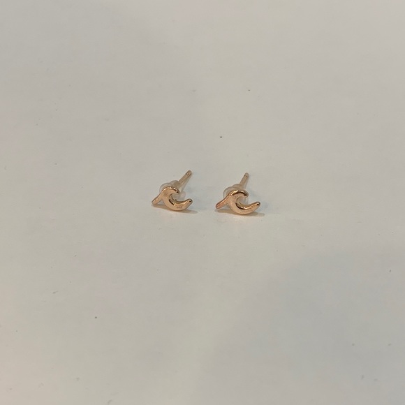 Rose Gold Wave Earrings - Picture 2 of 4